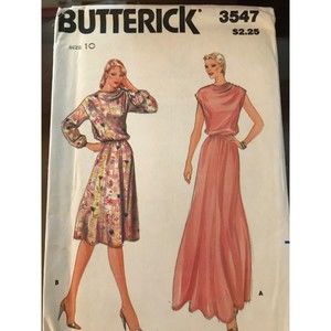 Butterick Pattern 3547 Size 10 Fast and Easy Dress